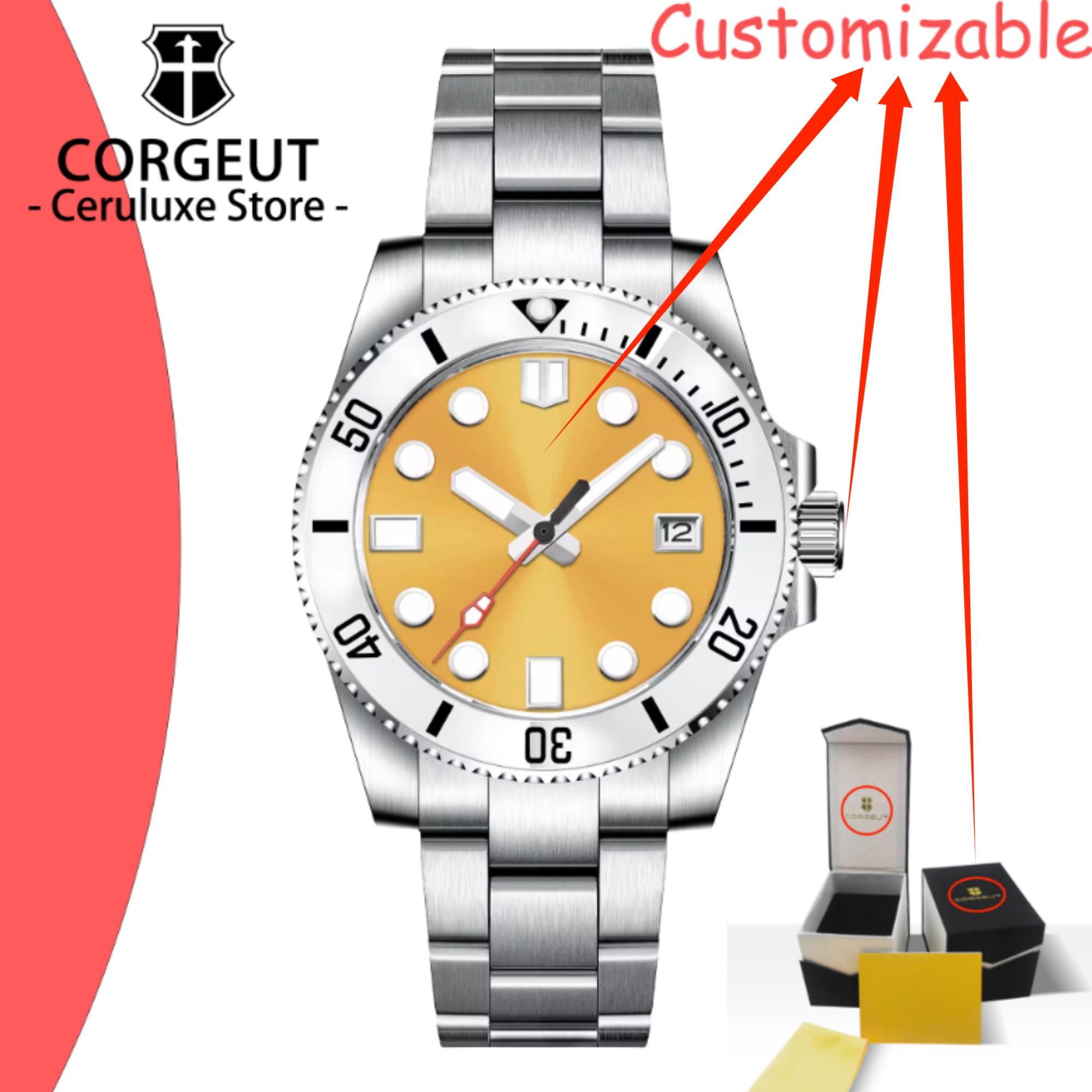 Luxury Watch Logo - CUSTOM Logo 40mm Men's Automatic Mechanical