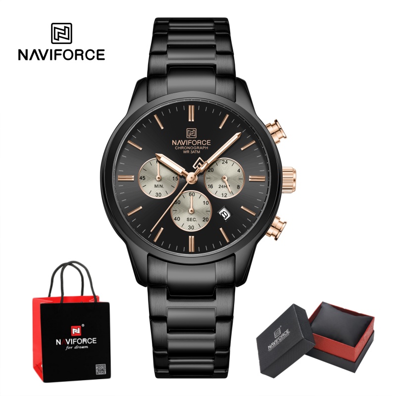 Luxury Watch Display - NAVIFORCE Men Quartz Chronograph Watch Waterproof