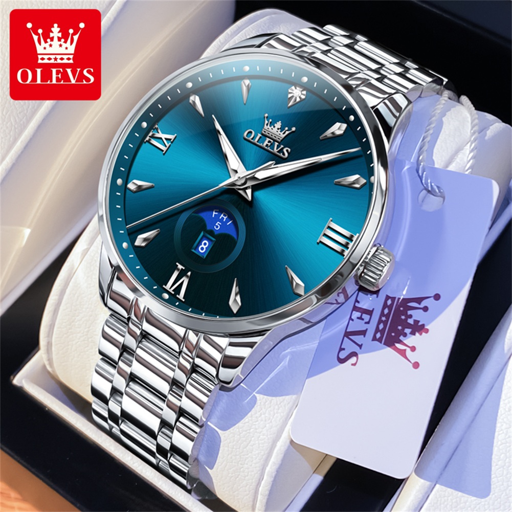 OLEVS Moon Phase men's watches - đánh giá và giá Luxury Quartz Watch Brands