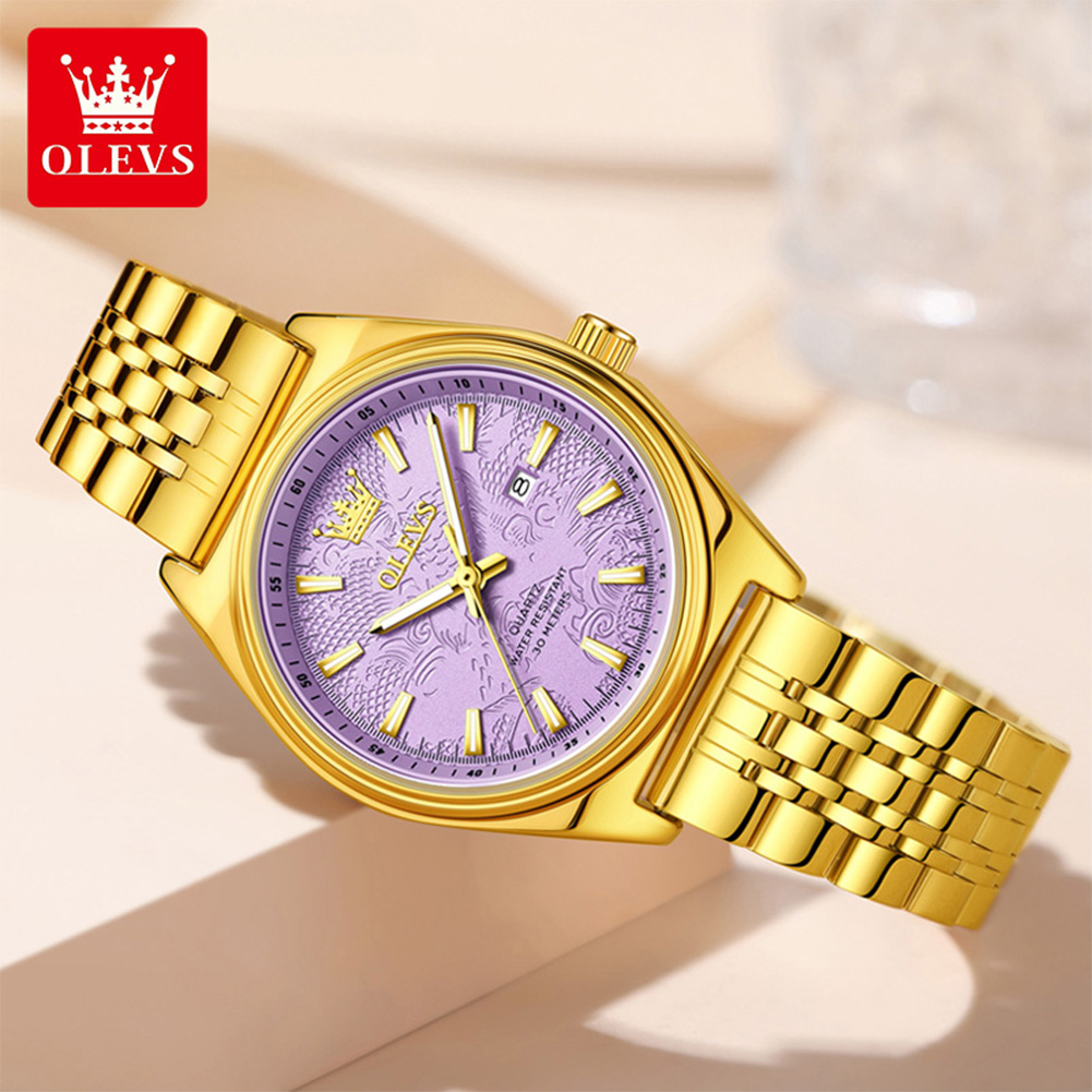 OLEVS Brand Luxury Gold Watch  - đánh giá và giá Luxury Watch Green