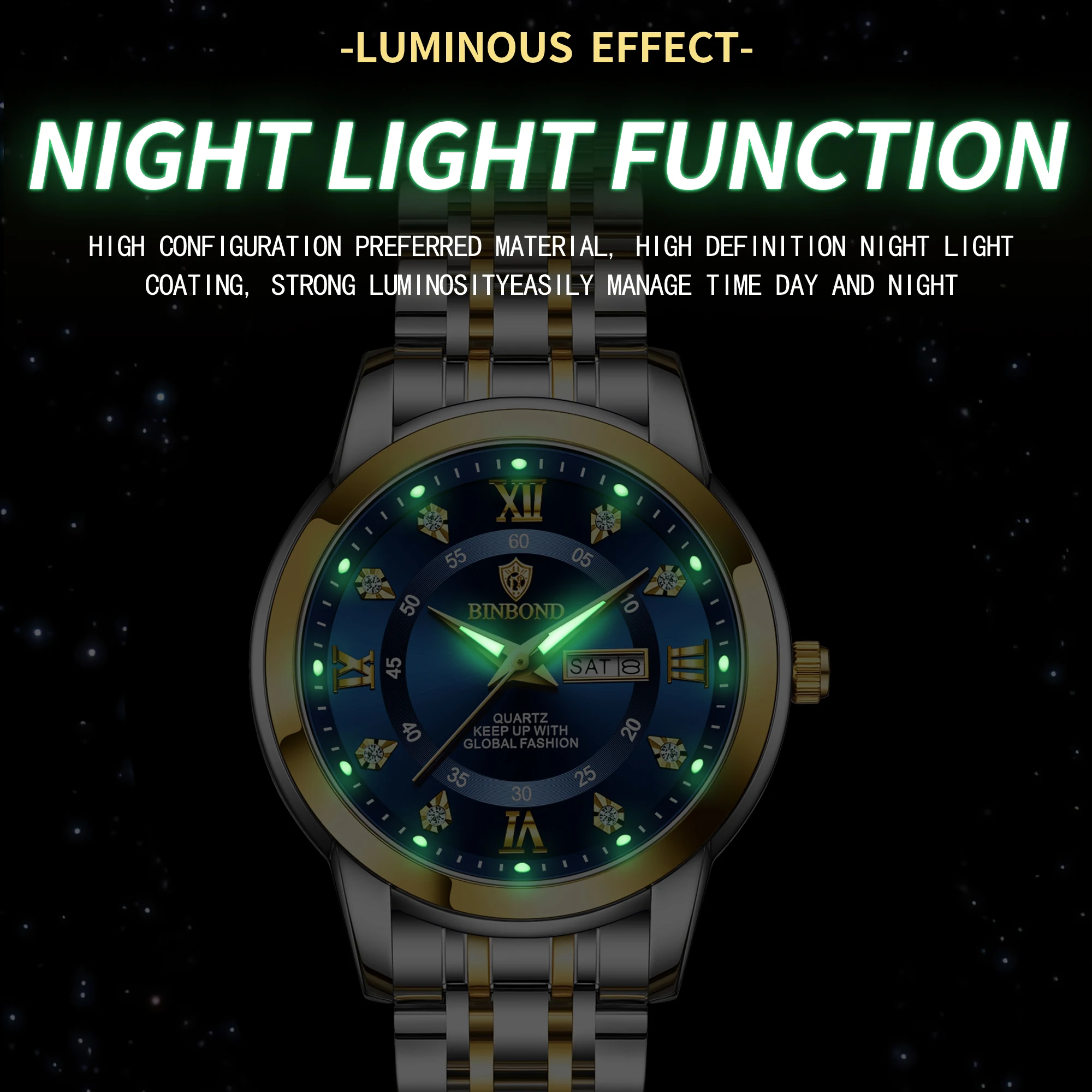 BINBOND B7169 Top Brand Luxury - đánh giá và giá Luxury Watch Green