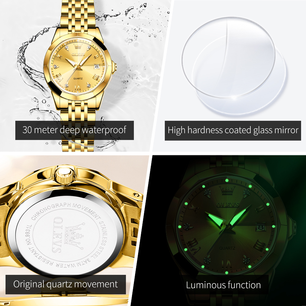 OLEVS Fashion Golden Watch for - đánh giá và giá Luxury Watch Female